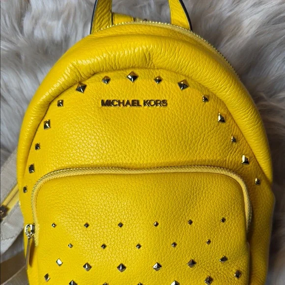 Michael Kors Vibrant Yellow Studded Backpack - Picture 2 of 6